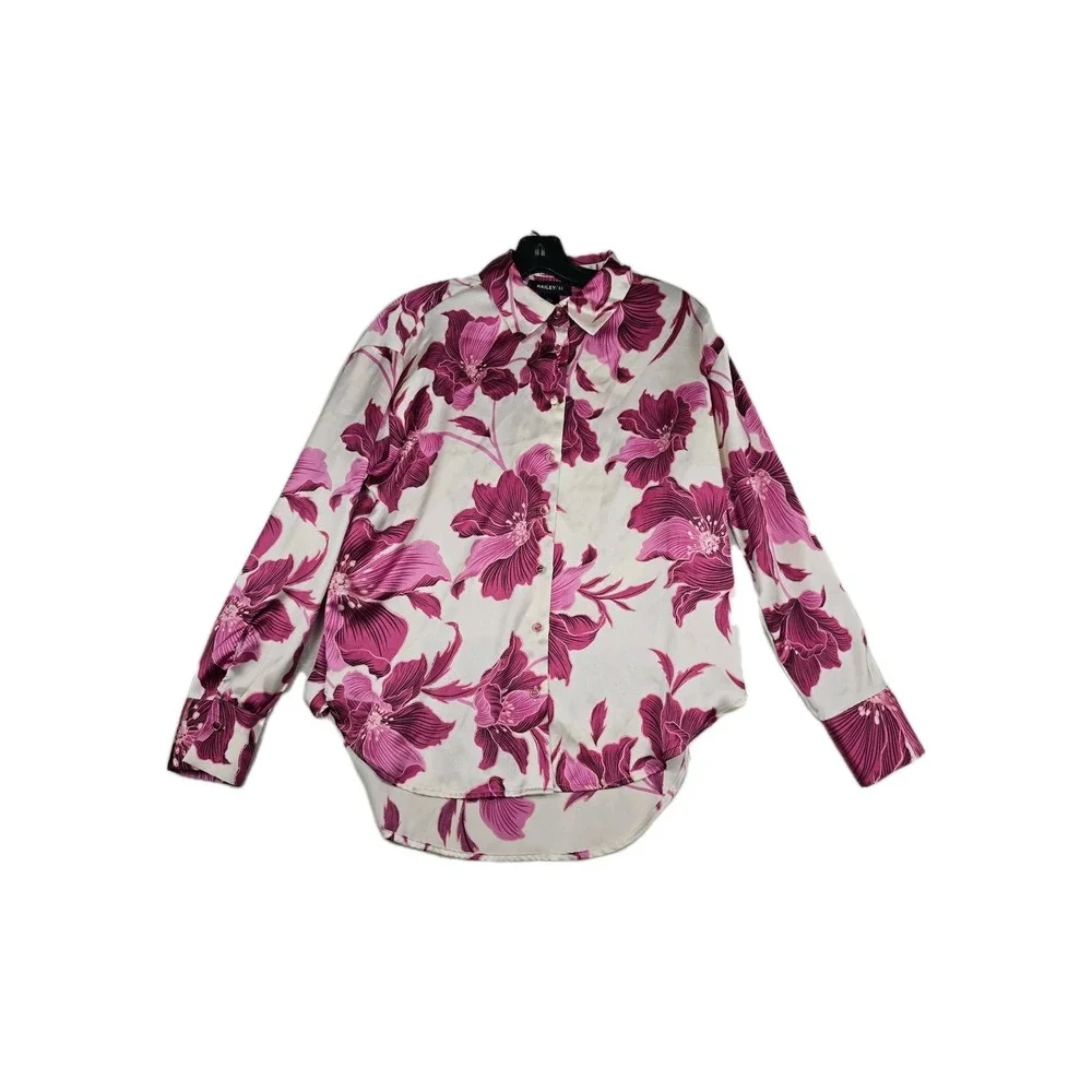 Bailey 44 Women's Size Small Floral Button Up Blouse Top Pink White - Picture 1 of 6